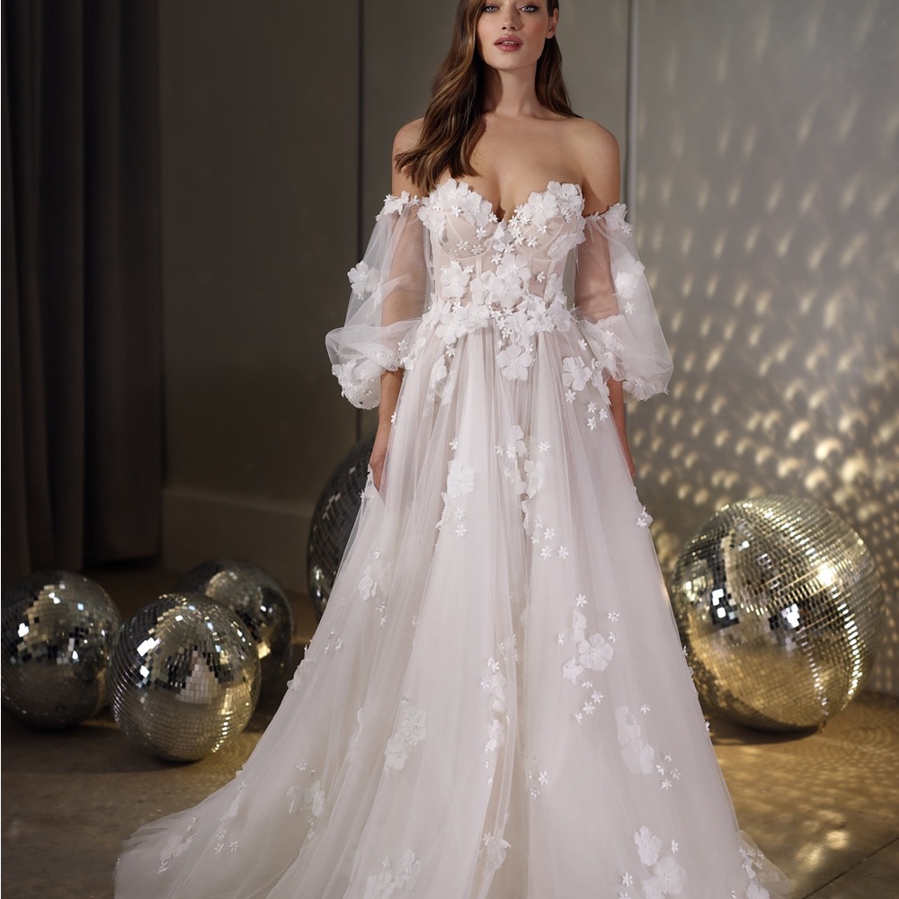 Galia Lahav Strapless A Line Bridal Gown with Cathedral Train